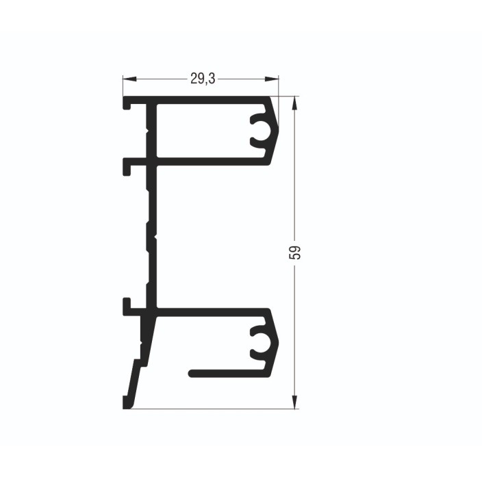 Διπλός οδηγός M9015 σειράς Μ9050 Comfort Alumil σε χρώμα λευκό 9016
