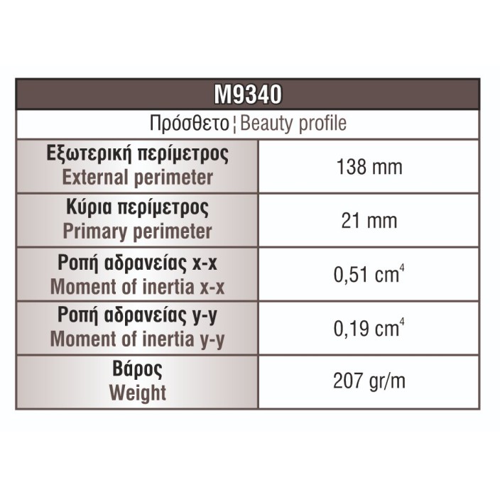 Πρόσθετο-σκαλιέρα για μονό τζάμι M9340 σειράς Μ9050 Comfort Alumil σε χρώμα λευκό 9016