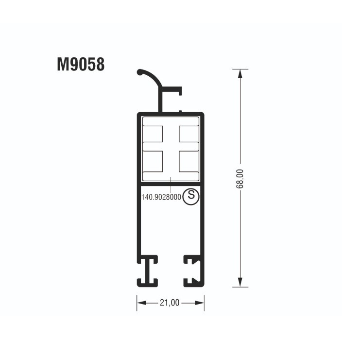 Φύλλο M9058 σειράς Μ9050 Comfort Alumil σε χρώμα λευκό 9016