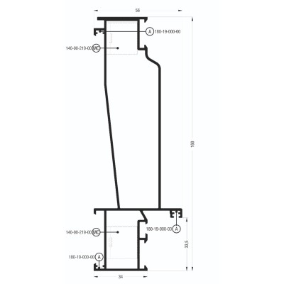 Κάσα M959 σειράς Μ940 Comfort Alumil 6m σε χρώμα λευκό 9016