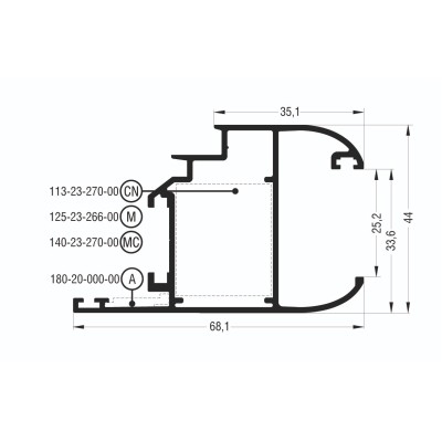 Φύλλο European Groove με ενσωματωμένο πηχάκι M994 σειράς Μ940 Comfort Alumil 6m σε χρώμα λευκό 9016
