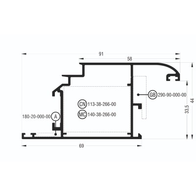 Φύλλο European Groove M992 σειράς Μ940 Comfort Alumil 6m σε χρώμα λευκό 9016