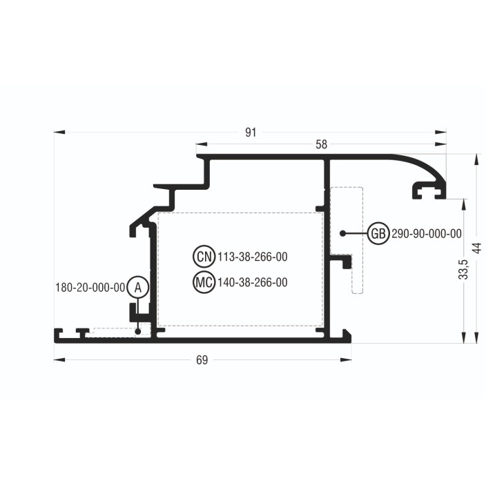 Φύλλο European Groove M992 σειράς Μ940 Comfort Alumil 6m σε χρώμα λευκό 9016