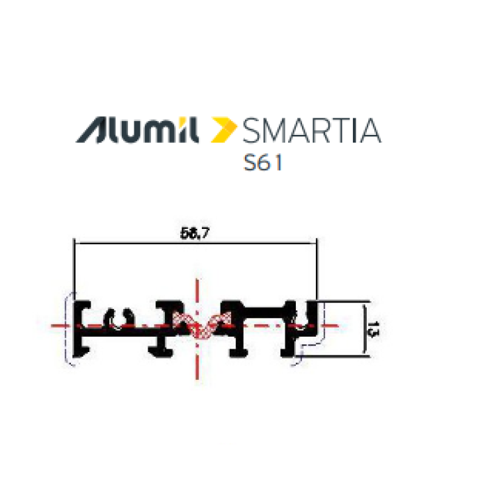 Κατωκάσι ανοιγομένου S61684 της σειράς S61 Alumil 3m σε χρώμα 103520