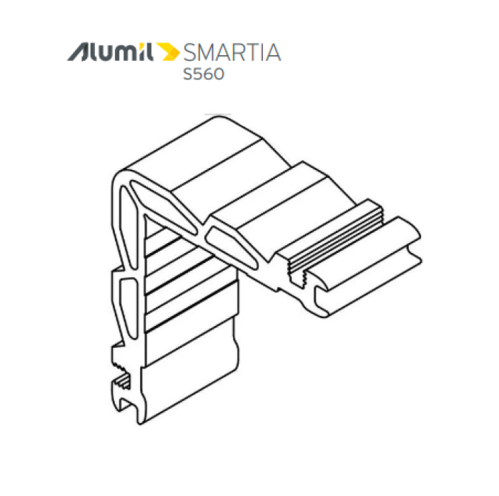 Γωνιά σύνδεσης γωνιάστρας 10,9x28,9mm για οδηγό S592 της σειράς S560 1131128300 Alumil