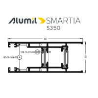 Φύλλο τζαμιού S390 σειράς S350 Smartia Alumil 6m σε χρώμα λευκό 9016
