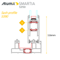 Φύλλο τζαμιού S390 σειράς S350 Smartia Alumil 6m σε χρώμα λευκό 9016