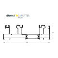 Τριπλός οδηγός επάλληλος M4522Μ σειράς Μ450 Comfort Alumil σε χρώμα λευκό 9016
