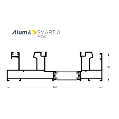 Τριπλός οδηγός επάλληλος M4522Μ σειράς Μ450 Comfort Alumil σε χρώμα λευκό 9016