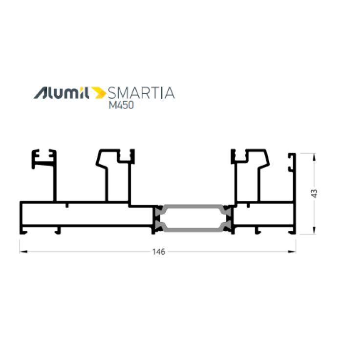 Τριπλός οδηγός επάλληλος M4522Μ σειράς Μ450 Comfort Alumil σε χρώμα λευκό 9016