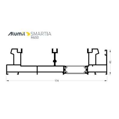 Τριπλός οδηγός επάλληλος M4524Μ σειράς Μ450 Comfort Alumil σε χρώμα λευκό 9016