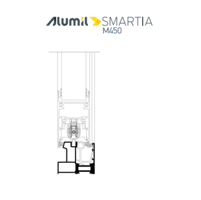 Μονός οδηγός με φτερό M4526 σειράς Μ450 Alumil σε χρώμα λευκό 9016