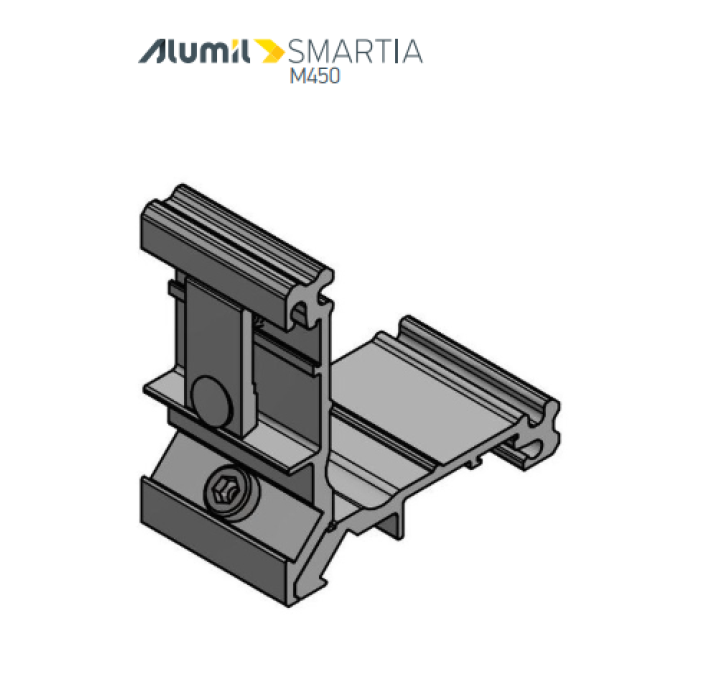 Γωνιά σύνδεσης πρέσσας 13x38mm για οδηγό Μ4532 της σειράς Μ450 Alumil 1251338000