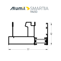 Οδηγός διπλός τζάμι-σίτα M4534 της σειράς M450 Alumil 6m σε χρώμα λευκό 9016