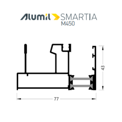 Οδηγός διπλός τζάμι-σίτα M4534 της σειράς M450 Alumil 6m σε χρώμα λευκό 9016