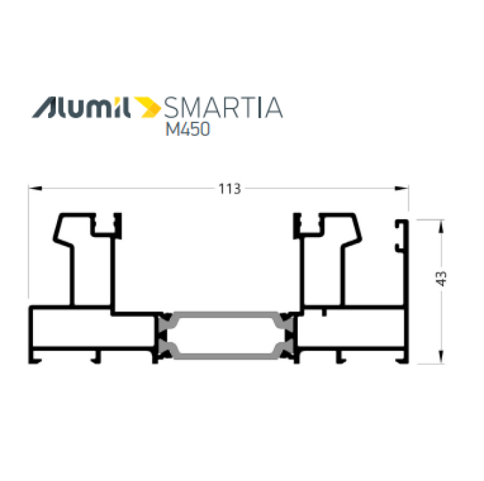 Οδηγός διπλός επάλληλος M4556 της σειράς M450 Alumil 6m σε χρώμα λευκό 9016