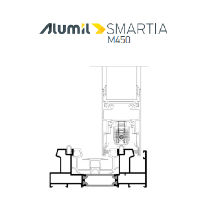 Οδηγός διπλός επάλληλος M4556 της σειράς M450 Alumil 6m σε χρώμα λευκό 9016