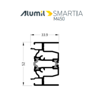 Μπινί φιλητού M4566 της σειράς M450 Alumil 6m σε χρώμα λευκό 9016