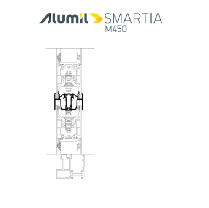 Μπινί φιλητού M4566 της σειράς M450 Alumil 6m σε χρώμα λευκό 9016