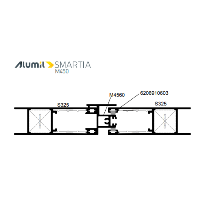 Μπινί φιλητού παντζουριού M4560 της σειράς M450 Alumil 6m σε χρώμα λευκό 9016
