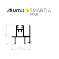 Μπινί φιλητού παντζουριού M4560 της σειράς M450 Alumil 6m σε χρώμα λευκό 9016