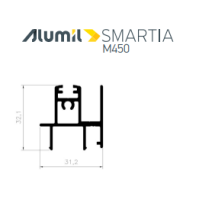 Μπινί φιλητού παντζουριού M4560 της σειράς M450 Alumil 6m σε χρώμα λευκό 9016