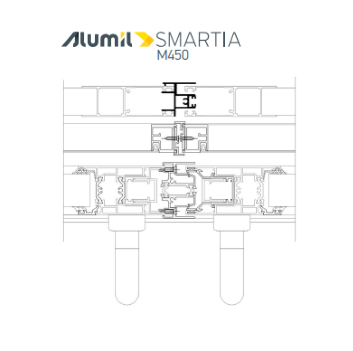 Μπινί φιλητού παντζουριού M4560 της σειράς M450 Alumil 6m σε χρώμα λευκό 9016