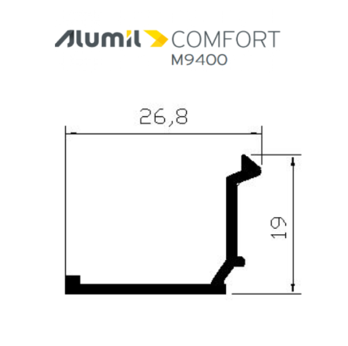 Πηχάκι M9313 σειράς Μ9400 Alumil Comfort 6m σε χρώμα λευκό 9016 (κουραγκλέ οροφής)