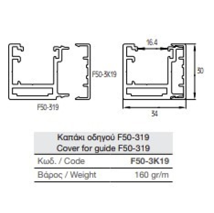 Καπάκι οδηγού F50-3Κ19 Aluminco