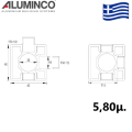 Καπάκι για τετράγωνη κολώνα 40*40 F50-102 μήκος 5,80m. Aluminco  F50-122 βέργα 5,80m.
