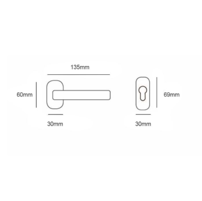 Πόμολο πόρτας αλουμινίου & pvc Φιξ 5S Ροζέτα Οβάλ Όρο Ματ BEST