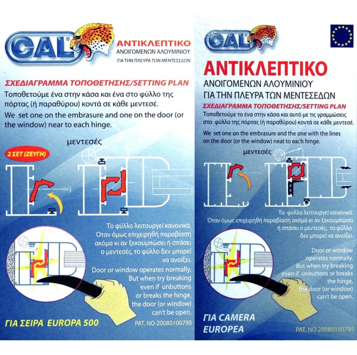 Ασφάλεια ανοιγομένων για την πλευρά των μεντεσέδων Cal 18