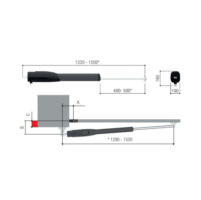 CAME ATS 50 230V KIT Premium Σετ Μηχανισμού για μονόφυλλες Ανοιγόμενες Γκαραζόπορτες έως 5m φύλλο