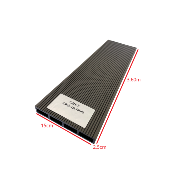 Τάβλα Συνθετικής περίφραξης WPC 2503-15 Γκρί  Grey Dedron 25x150x3600mm κωδ. 2503-15 (τιμή βέργας)