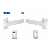 Πόμολο Skyline διπλό με μεταλλική ροζέτα λευκό Domus (6170L)