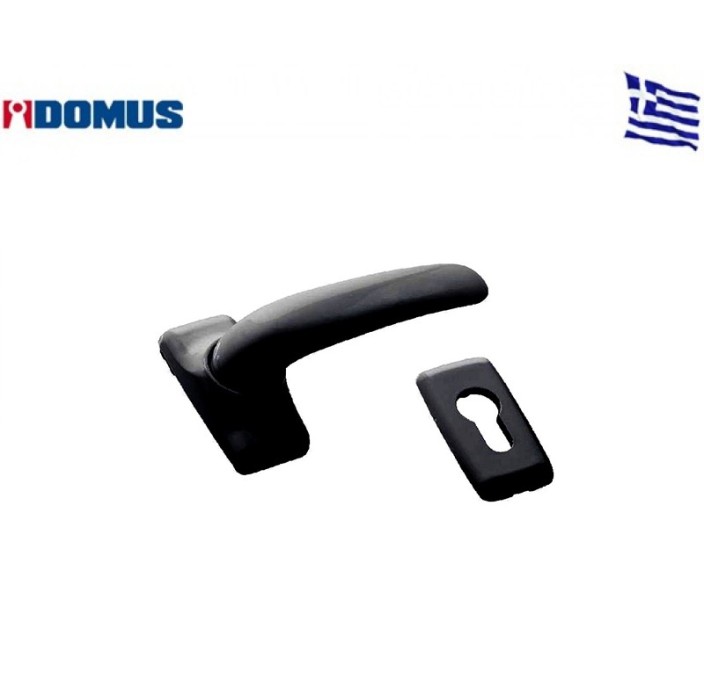 Πόμολο με μεταλλικές ροζέτες οβάλ μαύρο Domus 6150M