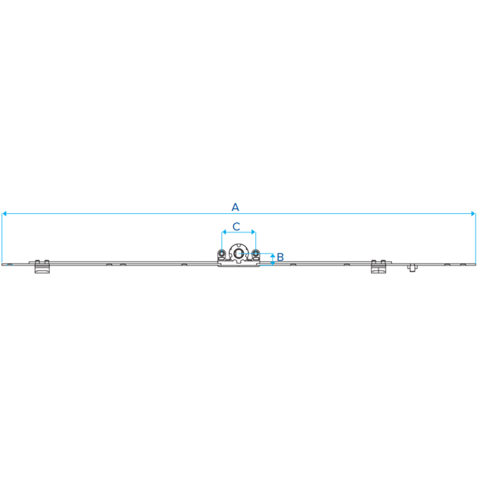 Κλειδαριά συρομένου D-LINE 600mm, 2 Σημείων 7302 Domus
