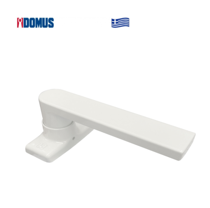 Πόμολο Skyline μονό με μεταλλική ροζέτα λευκό Domus (6175L)