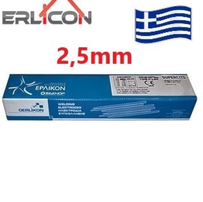 Ηλεκτρόδια για κοινούς χάλυβες OVERCORD-S Erlikon (Ερλικον) για γαλβανιζέ 2,5mm 3.5kg