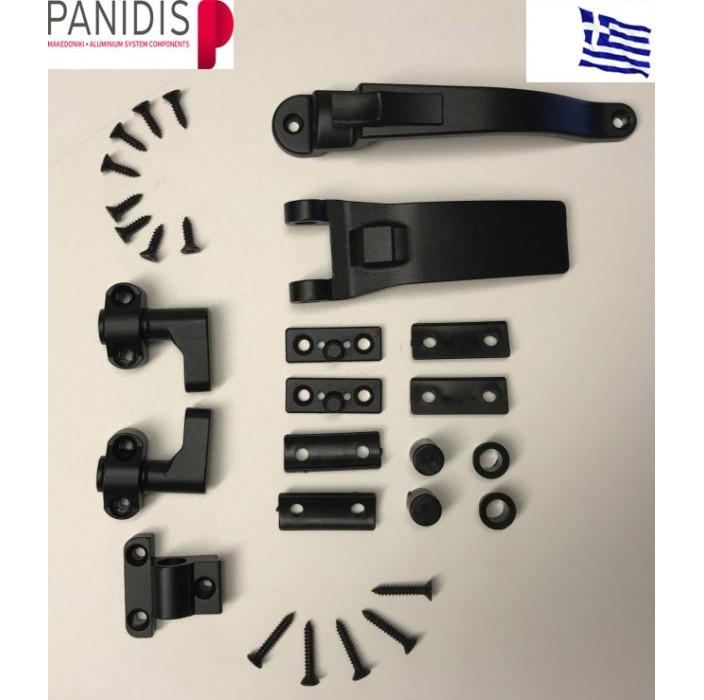 Κλείστρο και χειρολαβή πατζουριού,χωρίς βέργα,  (ράτζουλα) ΚΧΠ-3000-Μακεδονικής μαύρο