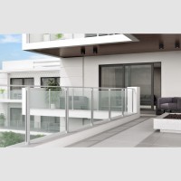 Σύστημα στήριξης γυάλινου στηθαίου με κολόνες και κουπαστή αλουμινίου Μακεδονικής MS-200
