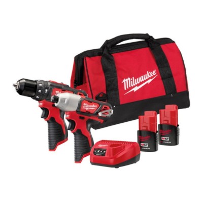 Milwaukee M12 BPP2F-202B Powerpack Σετ Κρουστικό Δραπανοκατσάβιδο & Παλμικό Κατσαβίδι 12V με 2 Μπαταρίες 2Ah και Θήκη