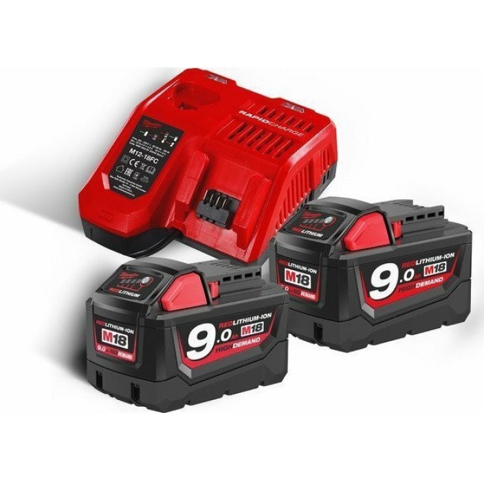 MILWAUKEE M18 NRG-902 2 ΜΠΑΤΑΡΙΕΣ 18V 9.0AH + ΤΑΧΥΦΟΡΤΙΣΤΗΣ (4933451422)