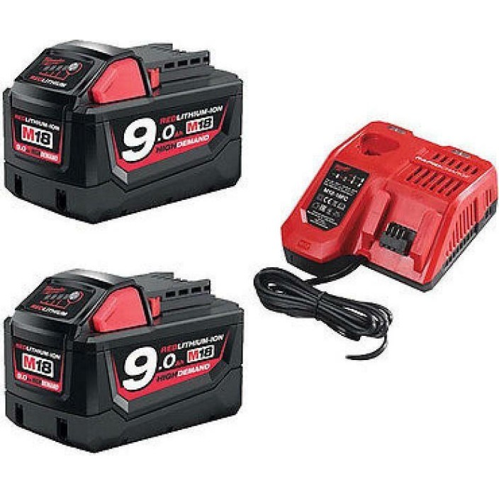 MILWAUKEE M18 NRG-902 2 ΜΠΑΤΑΡΙΕΣ 18V 9.0AH + ΤΑΧΥΦΟΡΤΙΣΤΗΣ (4933451422)
