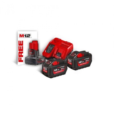 Milwaukee Σετ 2 Μπαταρίες Λιθίου 18V 12Ah με Φορτιστή 12-18V  4933464261