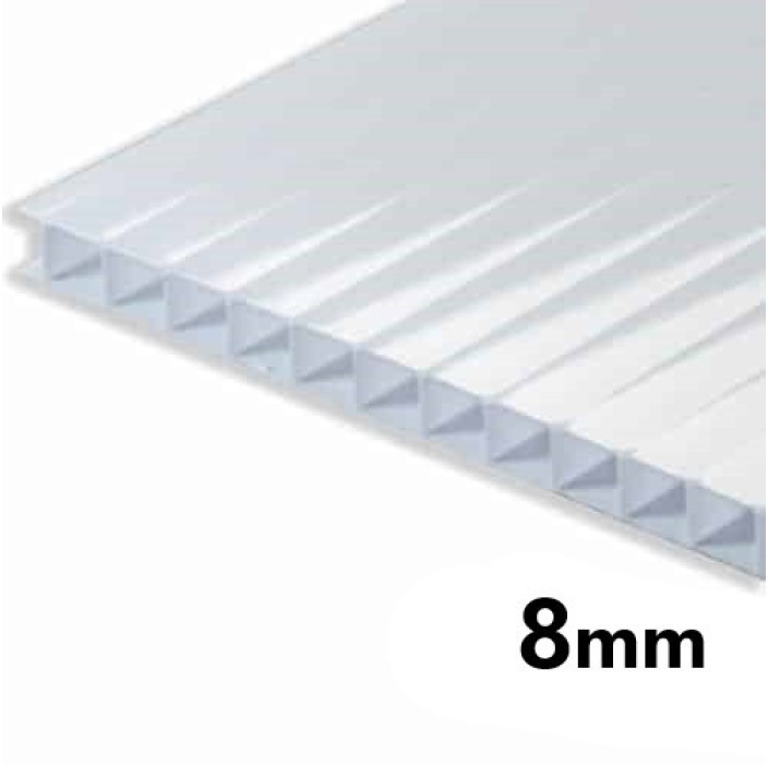 Κυψελωτό πολυκαρβονικό 6m x 2.10m 2 τοιχωμάτων Policam Alfa Glass σε Γαλακτερό (λευκό) χρώμα 8mm με 10 χρόνια εγγύηση (τιμή φύλλου)