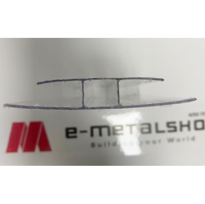 Προφίλ ''Η'' διάφανο(clear) 600cm 20mm Policam Alfa Glass σε διάφανο (clear) χρώμα (τιμή 6 μέτρων)