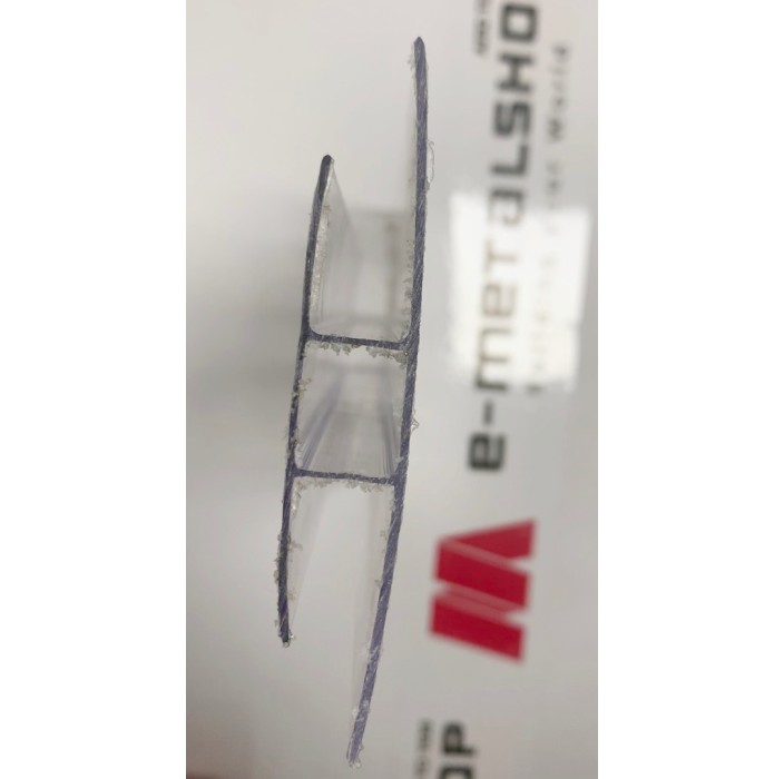 Προφίλ ''Η'' διάφανο(clear) 600cm 20mm Policam Alfa Glass σε διάφανο (clear) χρώμα (τιμή 6 μέτρων)
