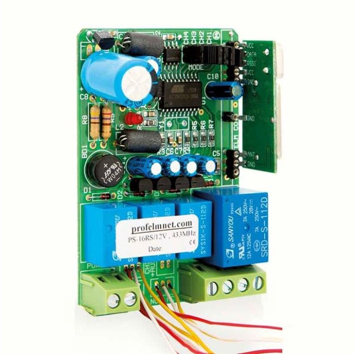 Δέκτης τετρακάναλος 12V ή 24V σταθερής κωδικοποιήσης PS-16RS Profelmnet
