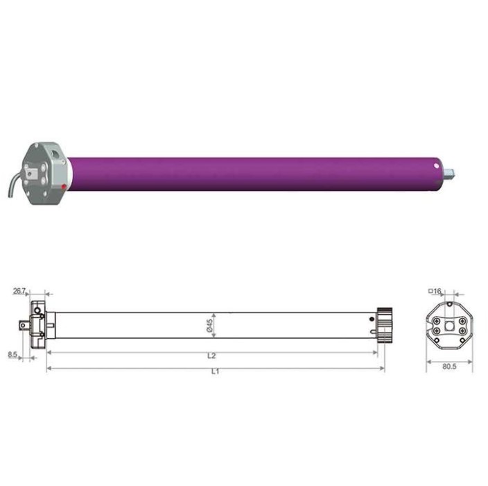 Σωληνωτό μοτέρ με μανιβέλα PN59M-80/15 profelmnet (80Nm)